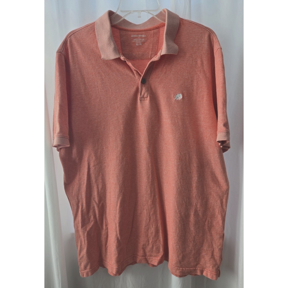 Banana Republic Salmon Coral Polo Shirt Mens XL Pique Cotton Preppy Golf Classic